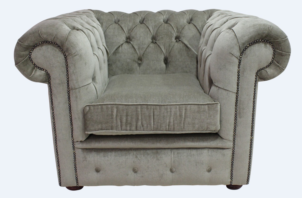 Product photograph of Chesterfield Low Back Club Armchair Velluto Sage Real Fabric In Classic Style from Chesterfield Sofas