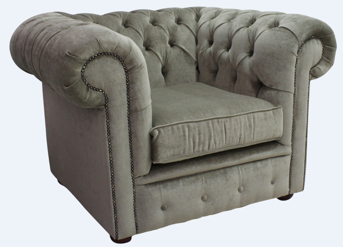 Product photograph of Chesterfield Low Back Club Armchair Velluto Sage Real Fabric In Classic Style from Chesterfield Sofas.