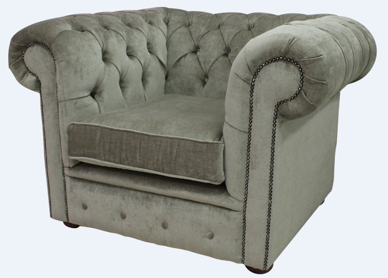Product photograph of Chesterfield Low Back Club Armchair Velluto Sage Real Fabric In Classic Style from Chesterfield Sofas.