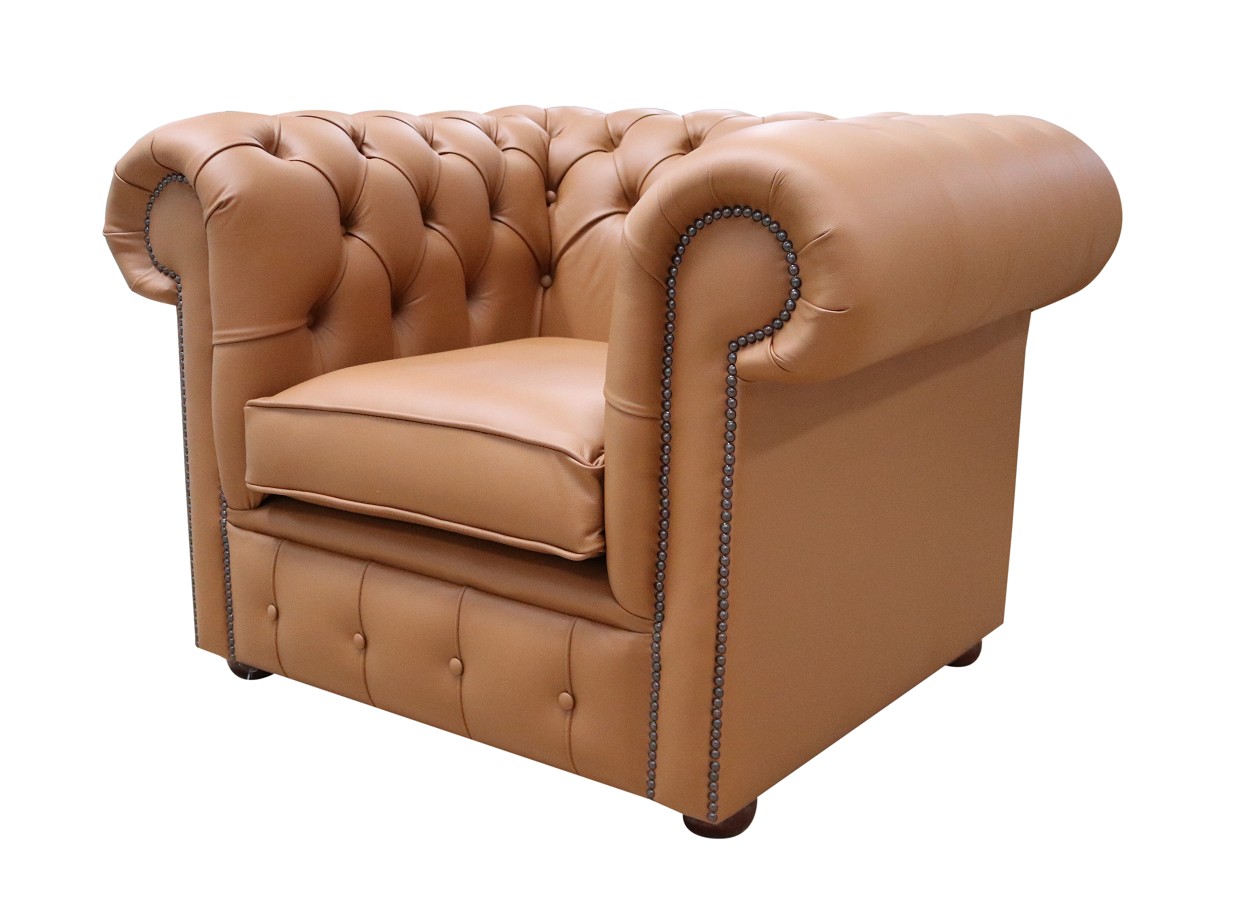 Product photograph of Chesterfield Low Back Club Chair Shelly Saddle Brown Real Leather In Classic Style from Chesterfield Sofas.