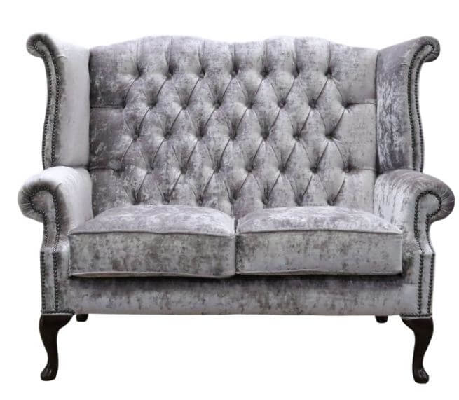 Product photograph of Chesterfield Original 2 Seater High Back Sofa Modena Lavender Velvet Fabric In Queen Anne Style from Chesterfield Sofas