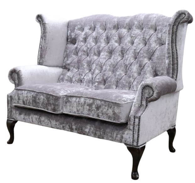 Product photograph of Chesterfield Original 2 Seater High Back Sofa Modena Lavender Velvet Fabric In Queen Anne Style from Chesterfield Sofas.