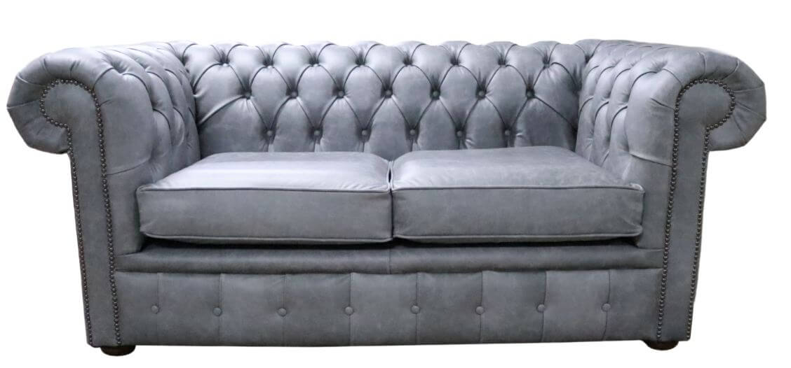 Product photograph of Chesterfield Original 2 Seater Settee Sofa Cracked Wax Ash Grey Real Leather from Chesterfield Sofas
