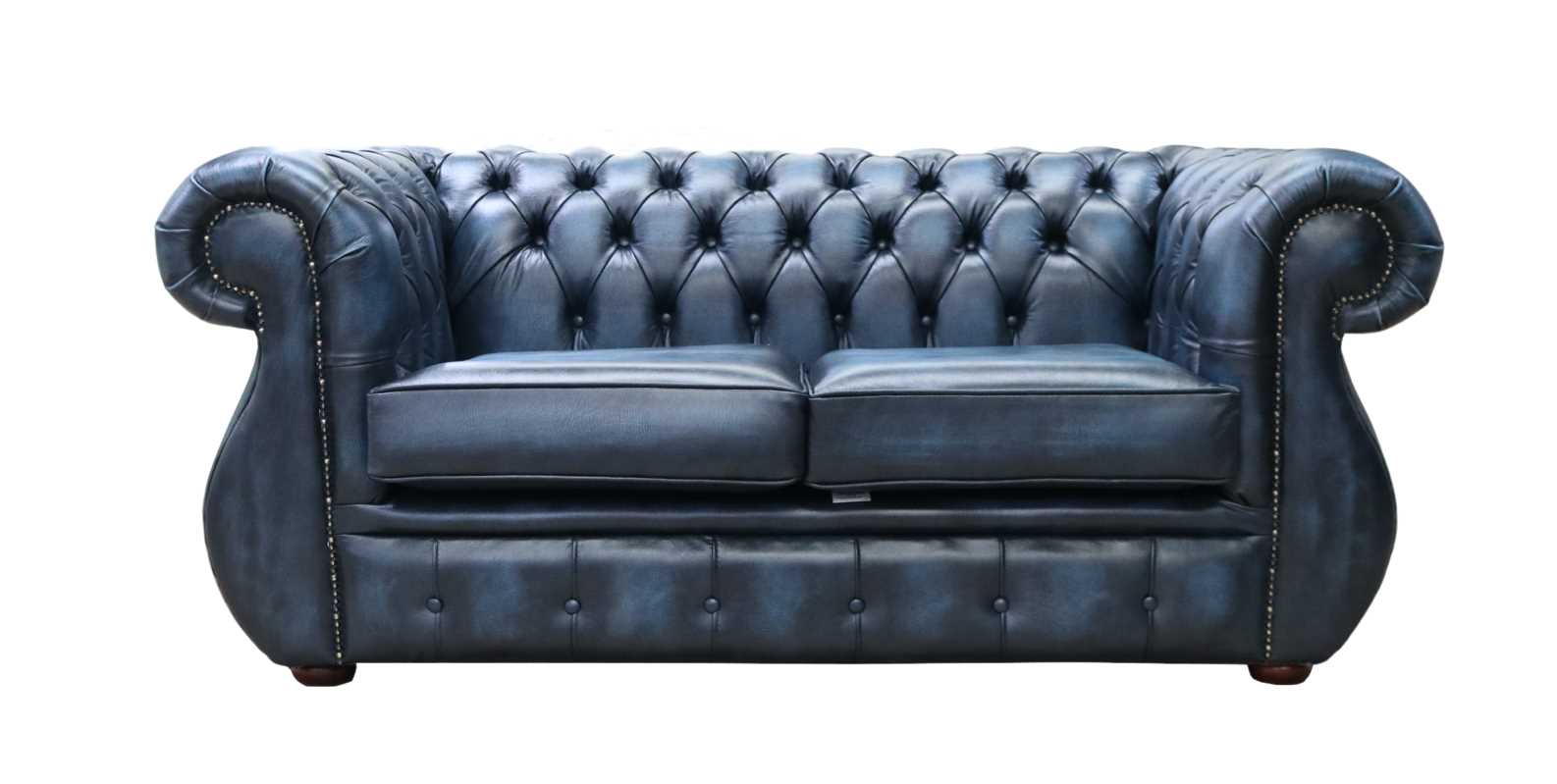 Product photograph of Chesterfield Original 2 Seater Sofa Antique Blue Real Leather In Kimberley Style from Chesterfield Sofas