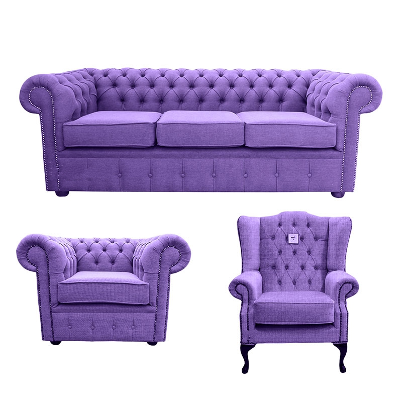 Product photograph of Chesterfield Original 3 Seater Club Chair Mallory Chair Verity Purple Fabric Sofa Suite from Chesterfield Sofas