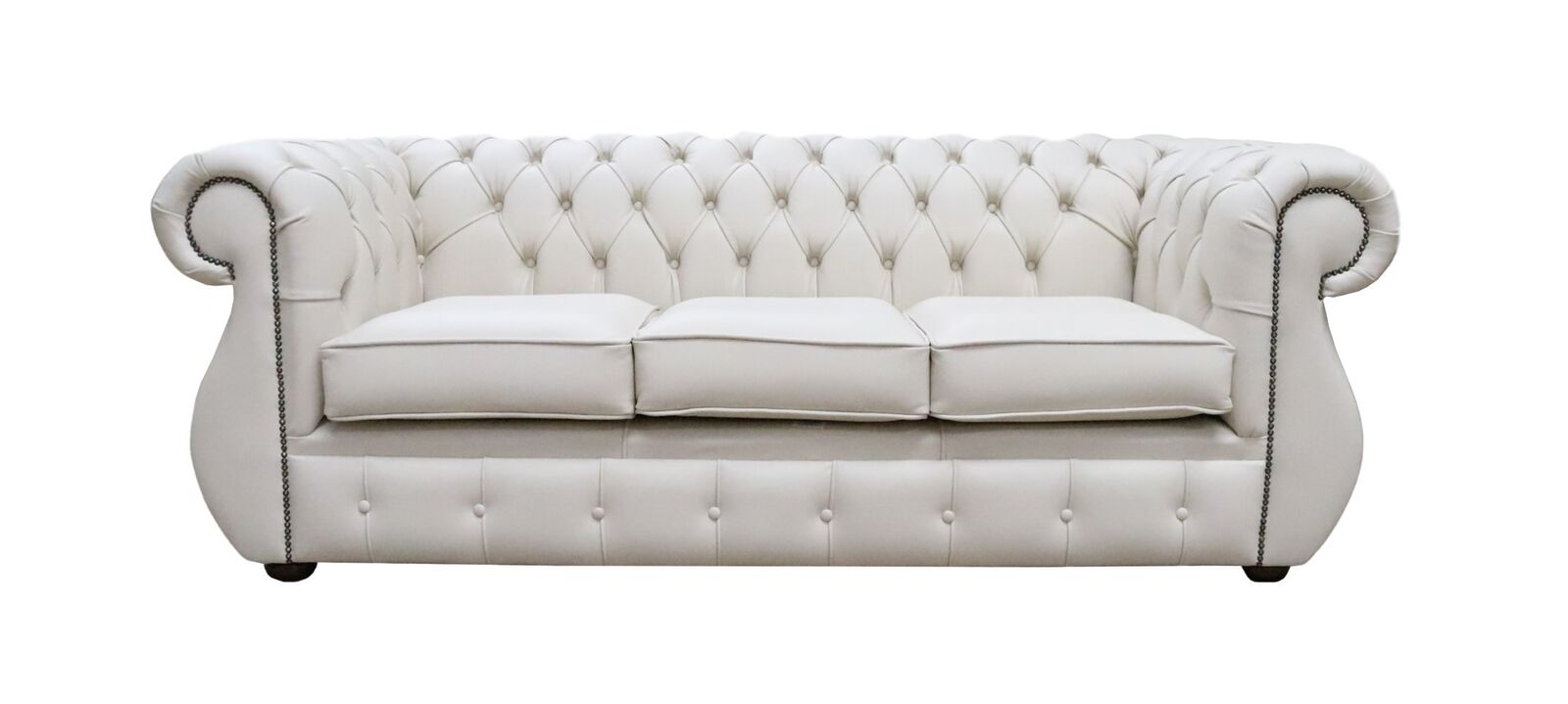 Product photograph of Chesterfield Original 3 Seater Sofa Shelly Almond Leather In Kimberley Style from Chesterfield Sofas