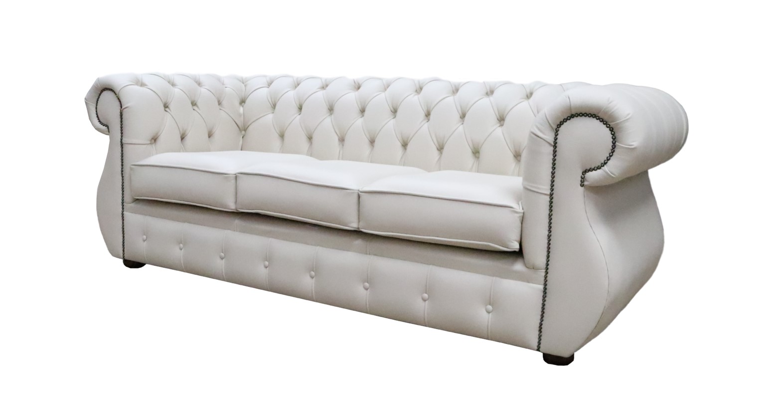Product photograph of Chesterfield Original 3 Seater Sofa Shelly Almond Leather In Kimberley Style from Chesterfield Sofas.