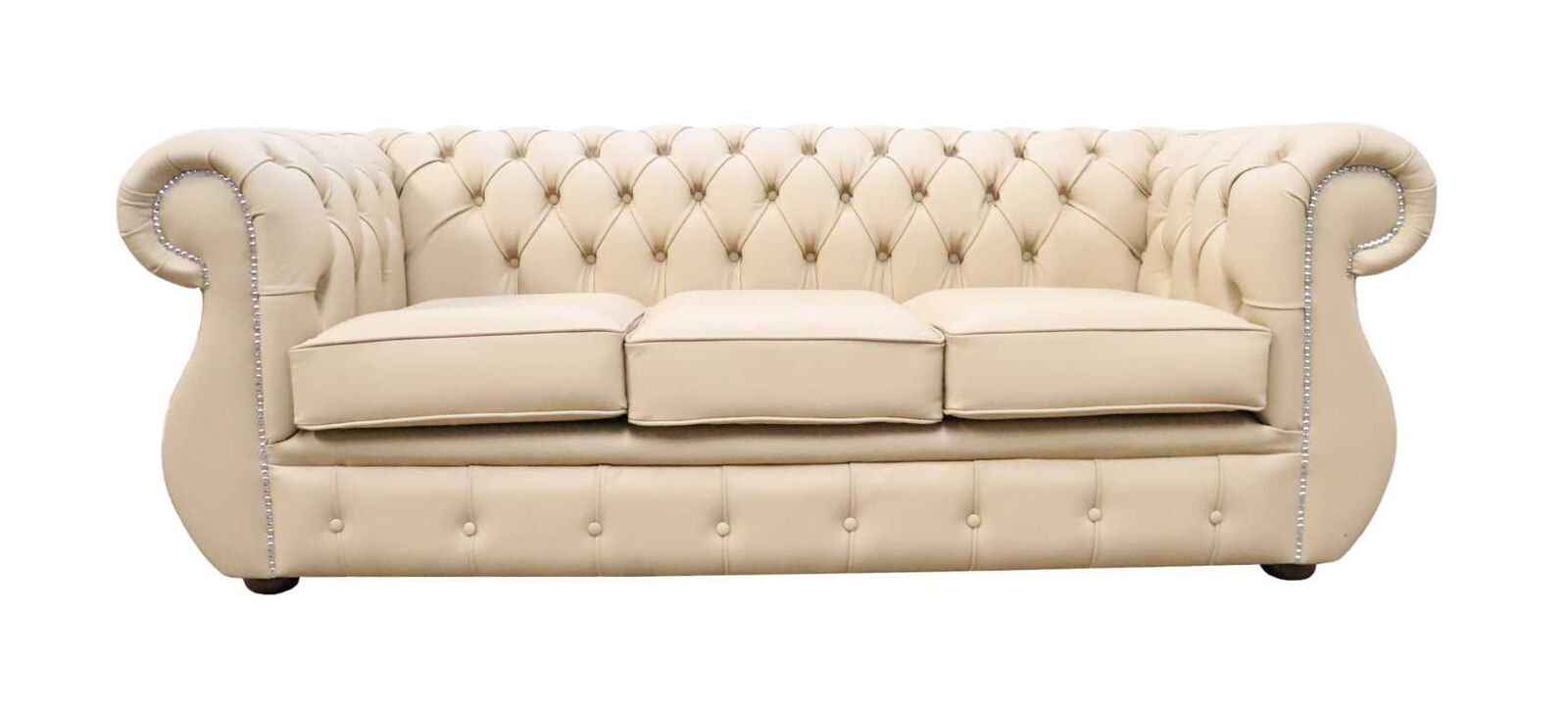 Product photograph of Chesterfield Original 3 Seater Sofa Shelly Stone Leather In Kimberley Style from Chesterfield Sofas