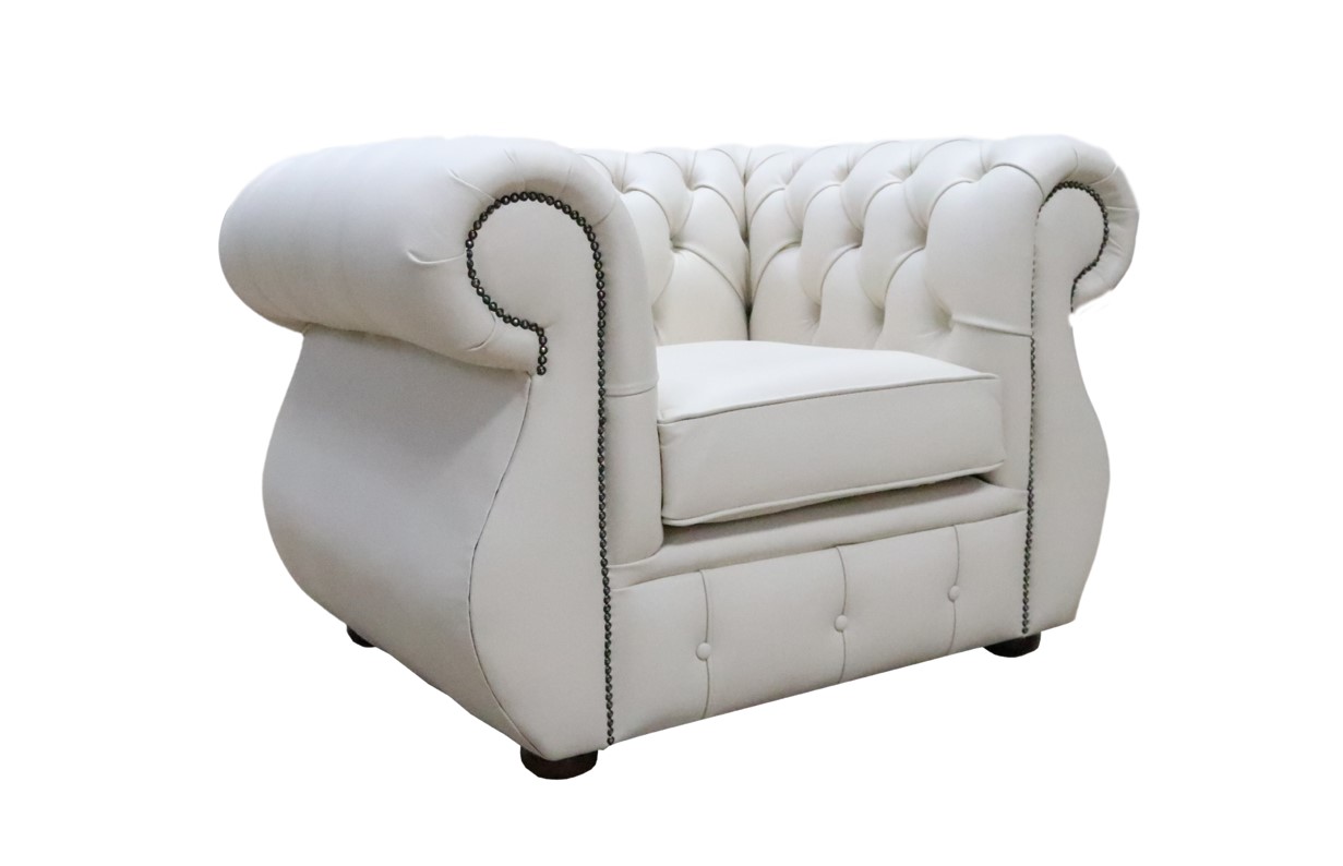 Product photograph of Chesterfield Original Club Chair Shelly Almond Real Leather In Kimberley Style from Chesterfield Sofas.