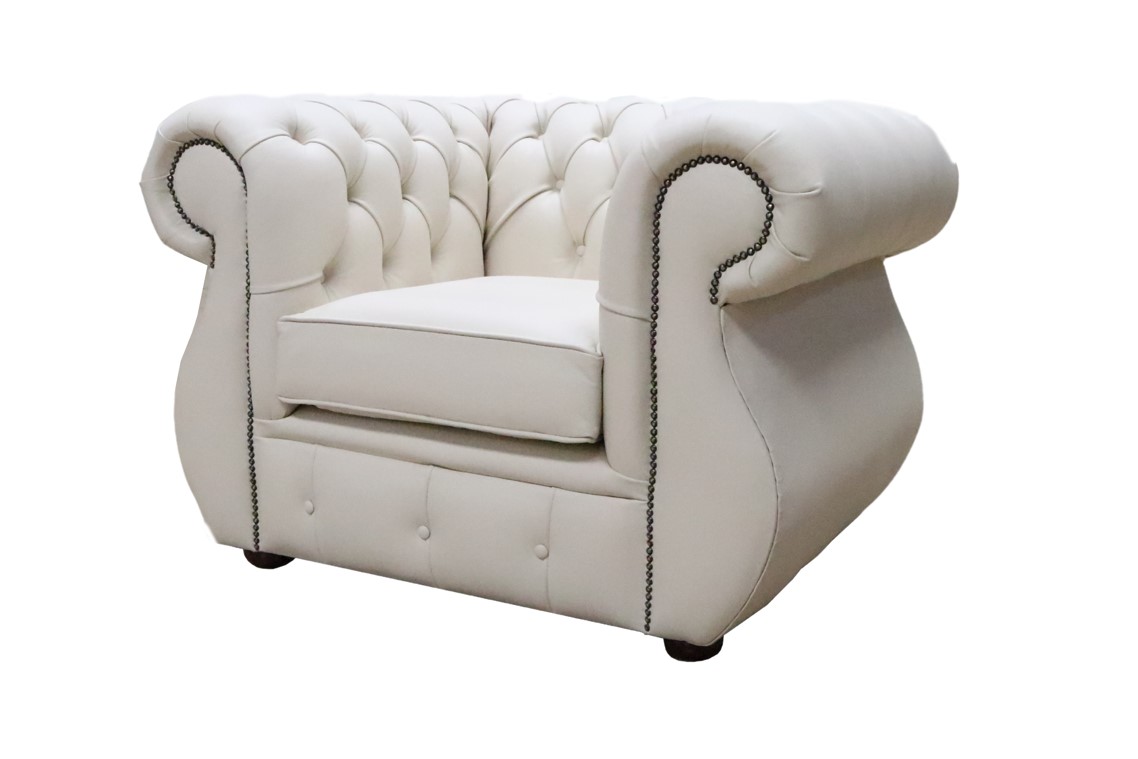 Product photograph of Chesterfield Original Club Chair Shelly Almond Real Leather In Kimberley Style from Chesterfield Sofas.