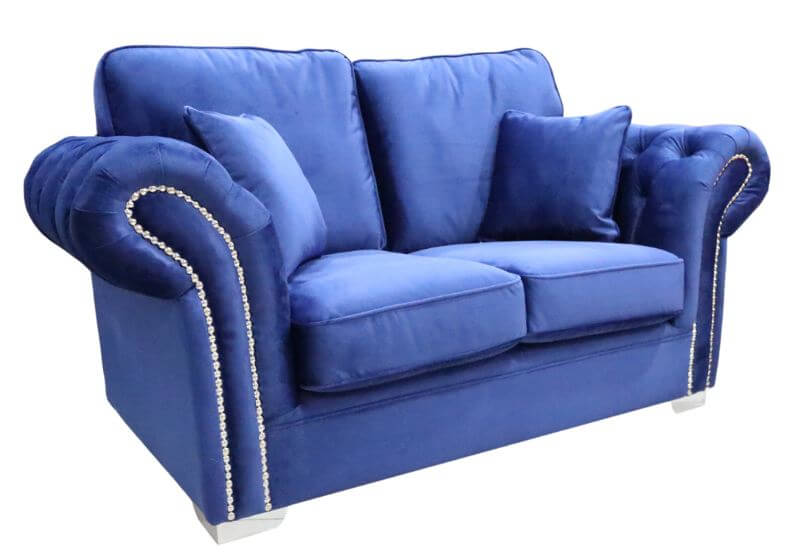 Product photograph of Chesterfield Original Oliver 2 Seater Sofa Malta Navy Blue Velvet In Stock from Chesterfield Sofas.
