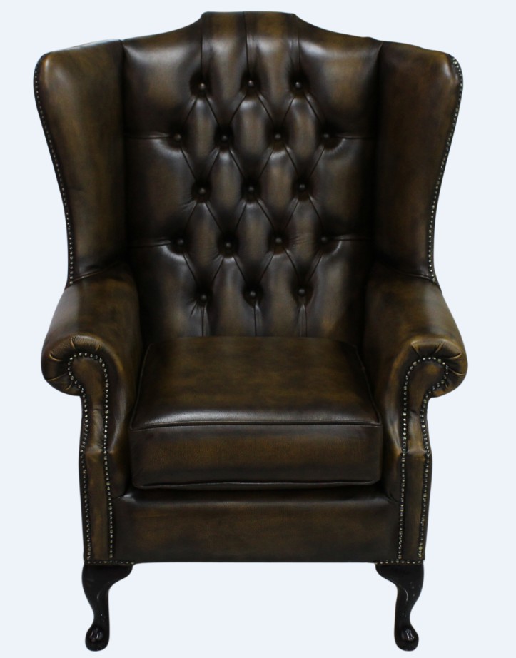 Product photograph of Chesterfield Prince 039 S High Back Wing Chair Antique Gold Leather In Mallory Style from Chesterfield Sofas