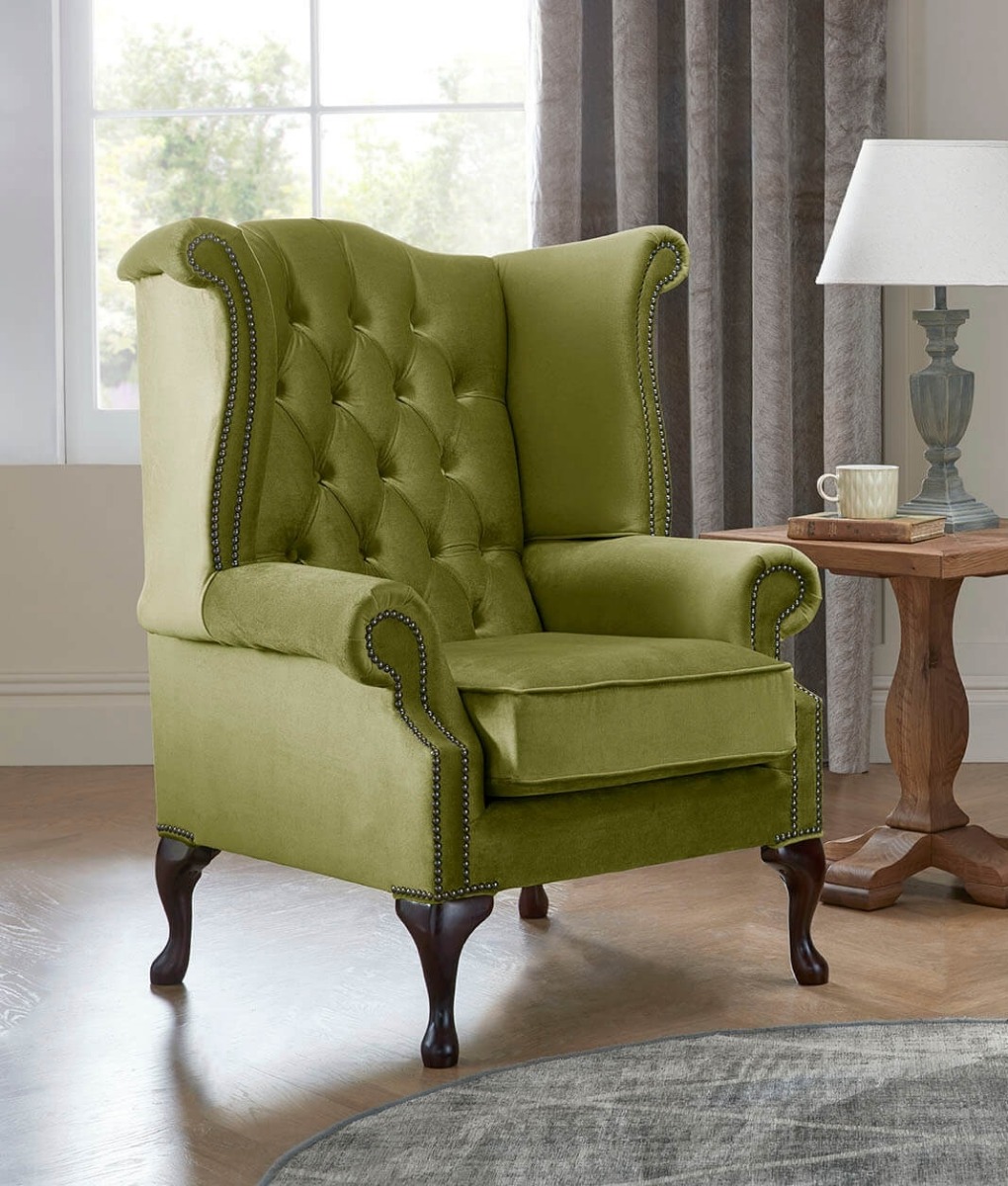 Product photograph of Chesterfield Queen Anne Beatrice Armchairs Malta Grass 12 from Chesterfield Sofas