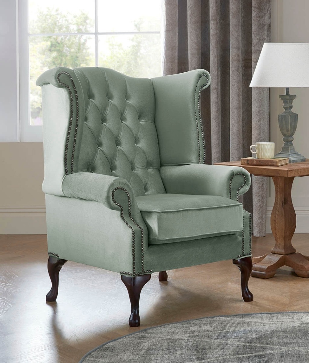 Product photograph of Chesterfield Queen Anne Beatrice Armchairs Malta Seaspray 11 from Chesterfield Sofas