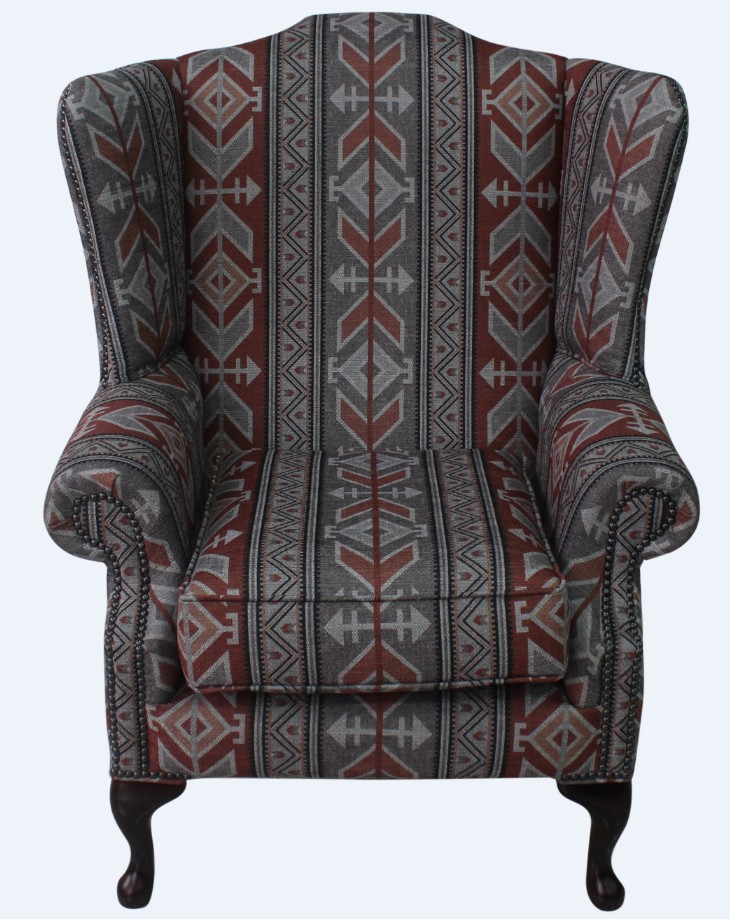 Product photograph of Chesterfield Saxon High Back Wing Chair Tribal Boho Bohemian Fabric In Mallory Style from Chesterfield Sofas