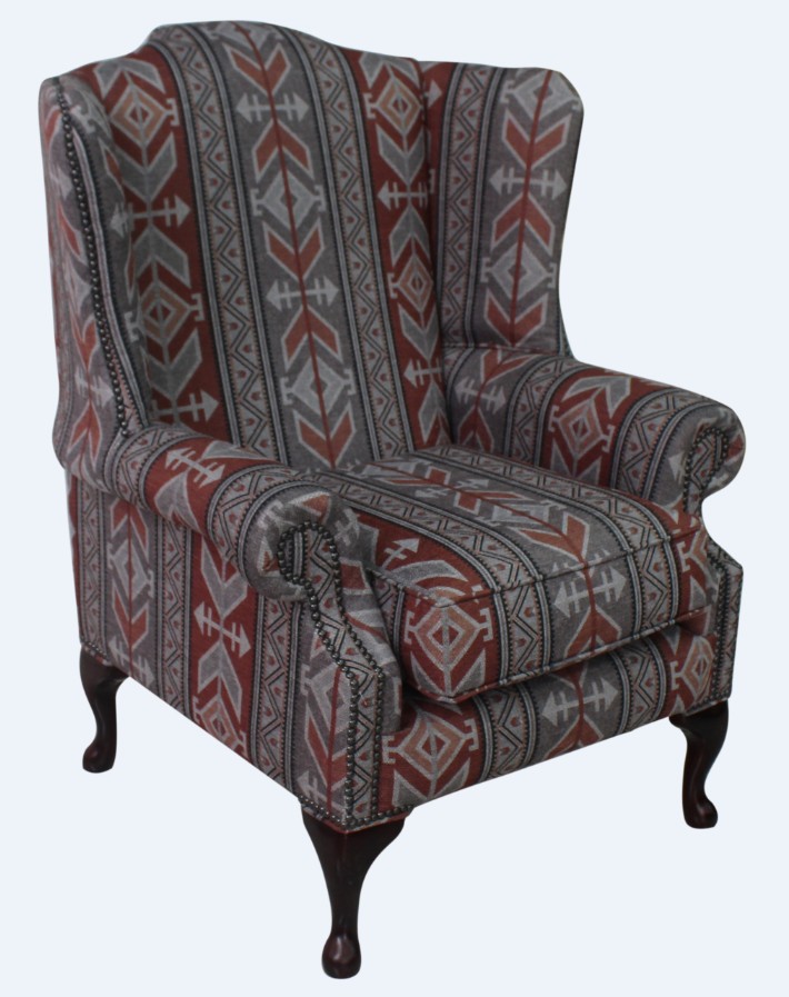 Product photograph of Chesterfield Saxon High Back Wing Chair Tribal Boho Bohemian Fabric In Mallory Style from Chesterfield Sofas.