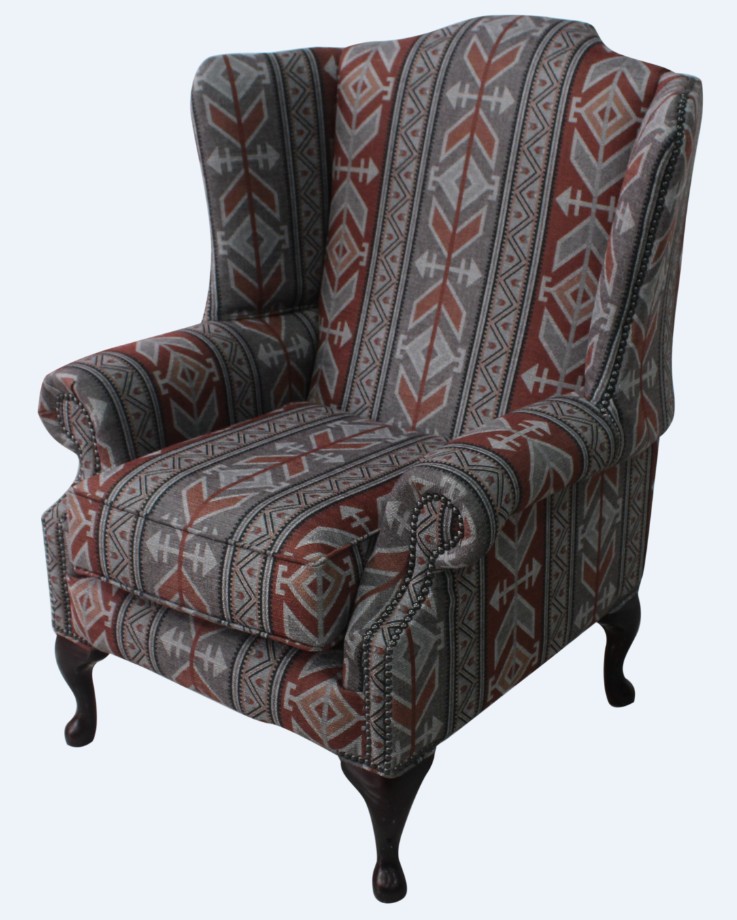 Product photograph of Chesterfield Saxon High Back Wing Chair Tribal Boho Bohemian Fabric In Mallory Style from Chesterfield Sofas.