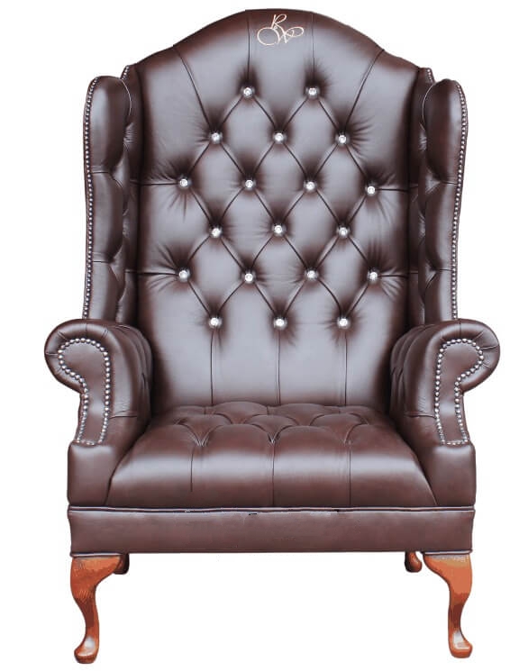 Product photograph of Chesterfield Scarface Chair Crystal Lized High Back Wing Chair Antique Brown Real Leather from Chesterfield Sofas.