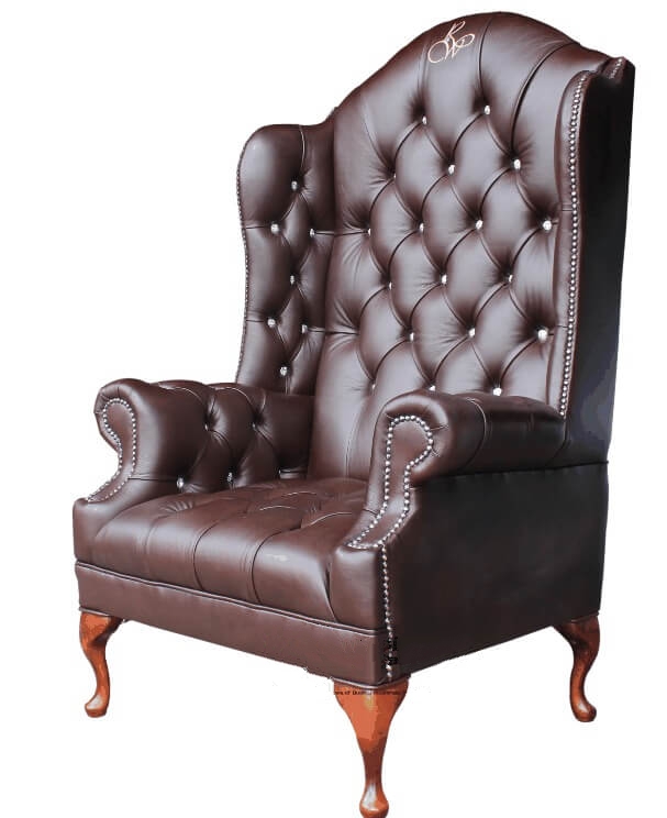 Product photograph of Chesterfield Scarface Chair Crystal Lized High Back Wing Chair Antique Brown Real Leather from Chesterfield Sofas.