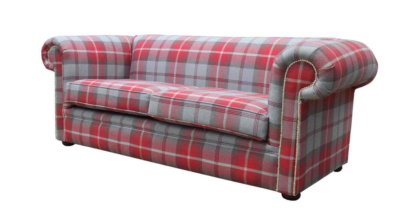 Product photograph of Chesterfield Tartan 1930 039 S 3 Seater Sofa Balmoral Cherry Red Fabric In Classic Style from Chesterfield Sofas.