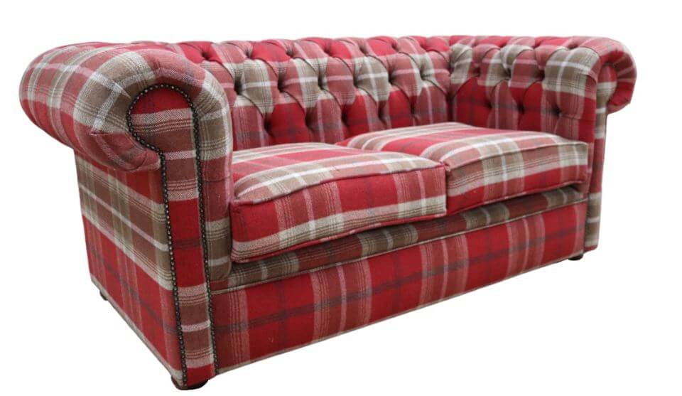 Product photograph of Chesterfield Tartan 2 Seater Sofa Balmoral Red Fabric In Classic Style from Chesterfield Sofas