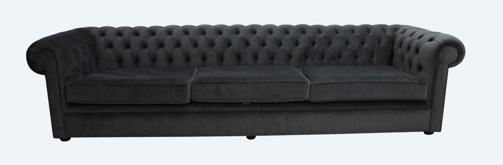Product photograph of Chesterfield Thomas 5 Seater Amalfi Anthracite Black Velvet Fabric In Classic Style from Chesterfield Sofas