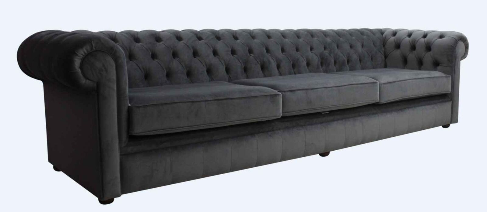 Product photograph of Chesterfield Thomas 5 Seater Amalfi Anthracite Black Velvet Fabric In Classic Style from Chesterfield Sofas.