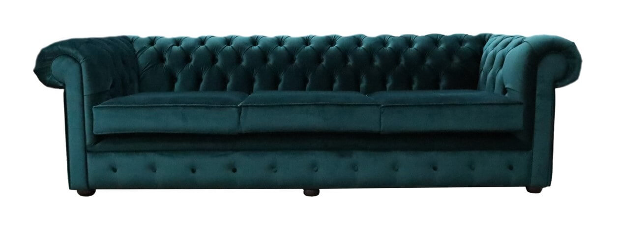 Product photograph of Chesterfield Thomas 5 Seater Sofa Settee Amalfi Forest Green Velvet Fabric In Classic Style from Chesterfield Sofas