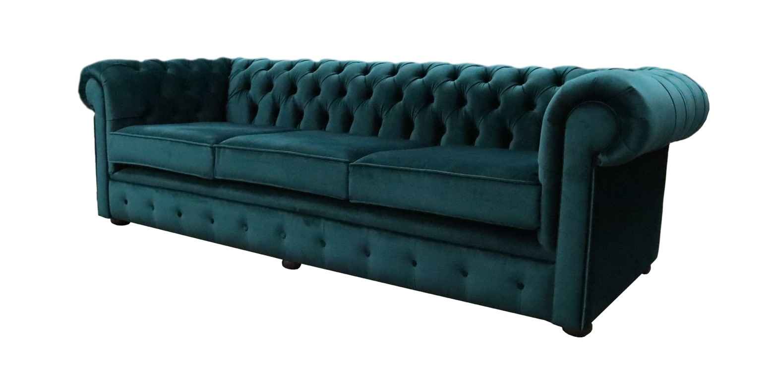 Product photograph of Chesterfield Thomas 5 Seater Sofa Settee Amalfi Forest Green Velvet Fabric In Classic Style from Chesterfield Sofas.