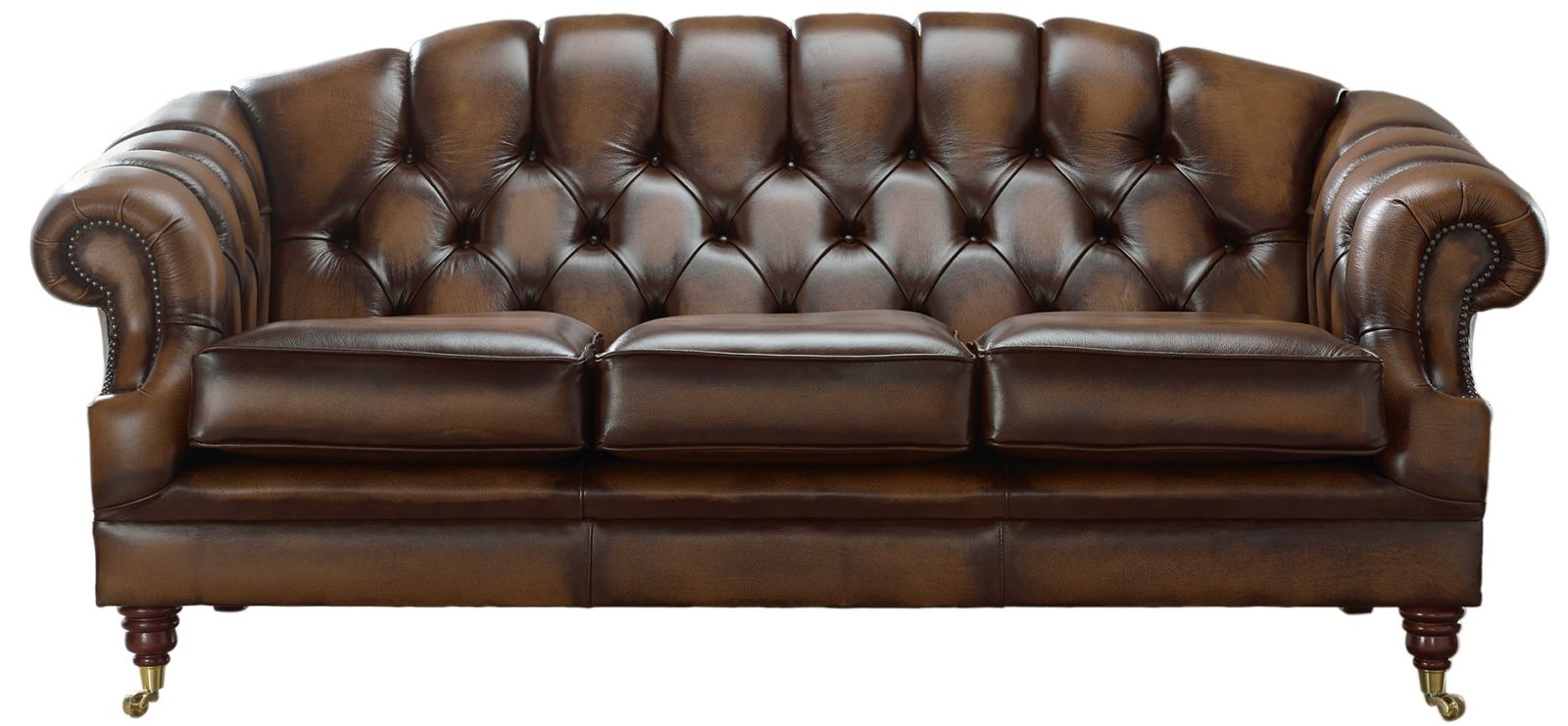 Product photograph of Chesterfield 3 Seater Antique Autumn Tan Leather Sofa Settee Custom Made In Victoria Style from Chesterfield Sofas