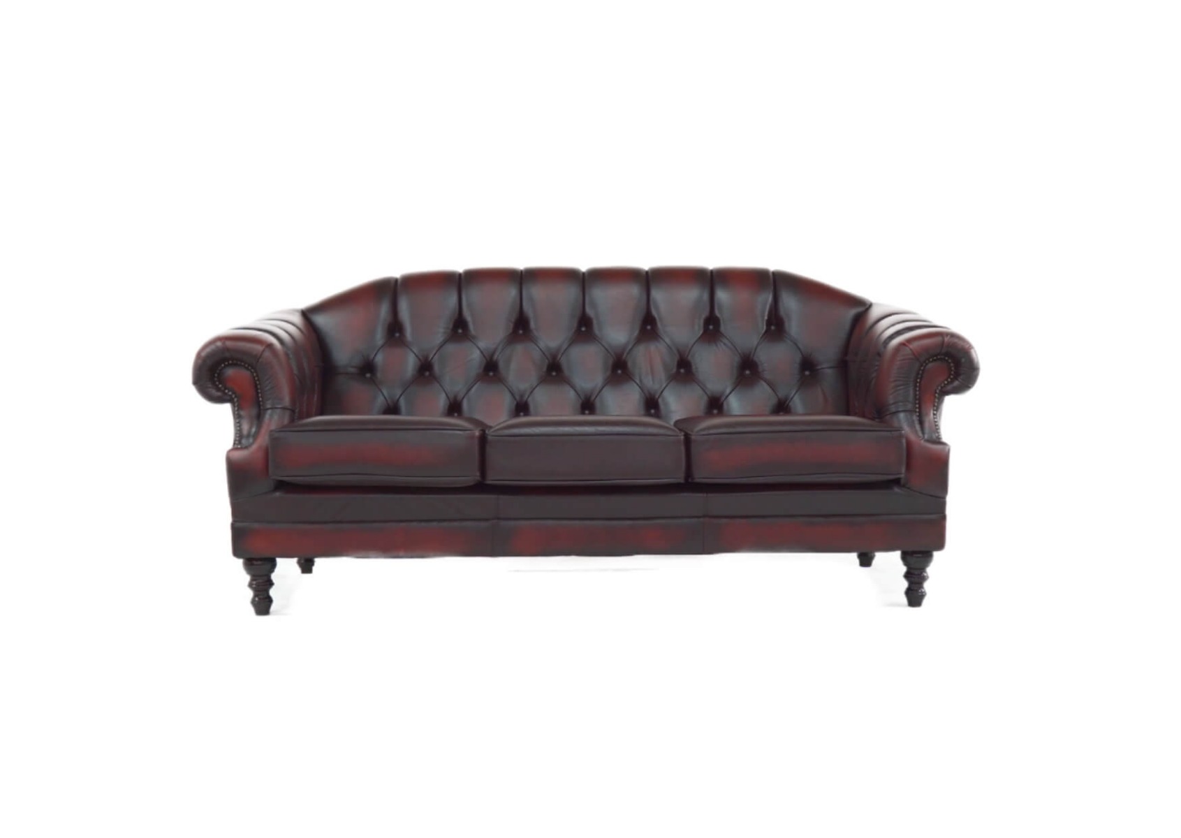 Product photograph of Chesterfield 3 Seater Sofa Settee Antique Oxblood Red Real Leather In Victoria Style from Chesterfield Sofas.
