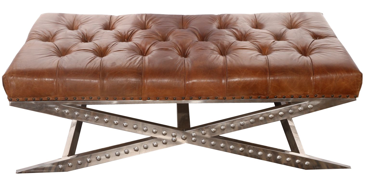 Product photograph of Chesterfield Vintage Buttoned Criss Cross Footstool Brown Real Leather from Chesterfield Sofas.