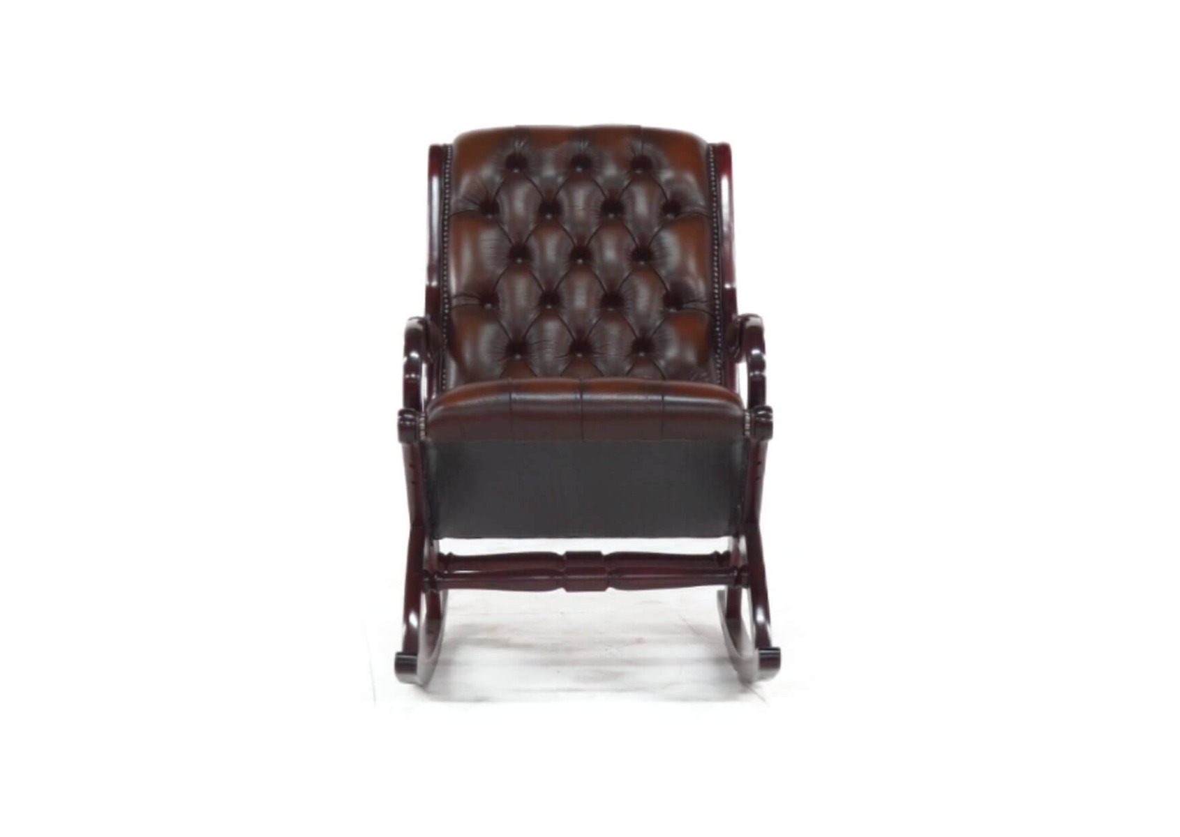 Product photograph of Chesterfield York Slipper Rocking Armchair Antique Brown Real Leather from Chesterfield Sofas.