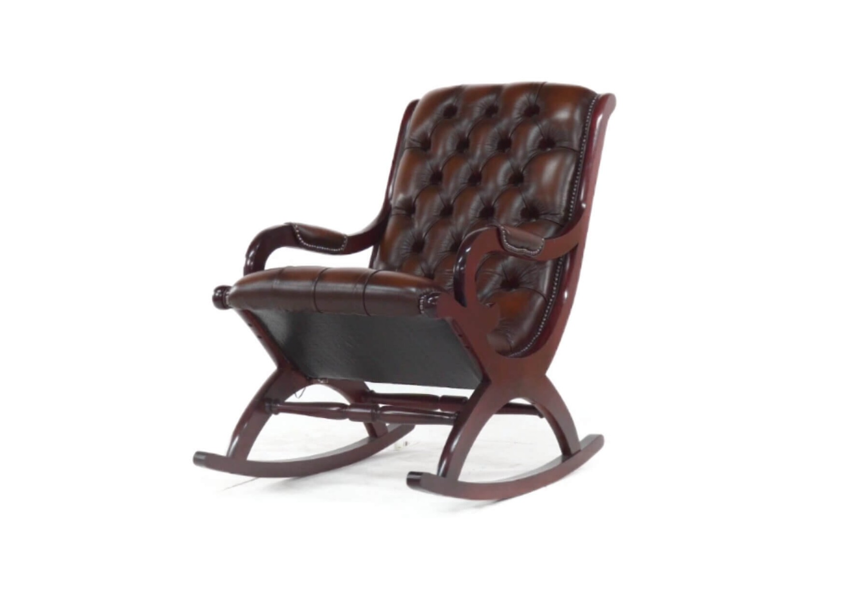 Product photograph of Chesterfield York Slipper Rocking Armchair Antique Brown Real Leather from Chesterfield Sofas.