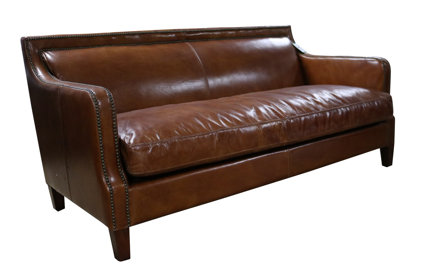 Product photograph of Chichester Vintage 3 Seater Stud Sofa Tan Distressed Real Leather from Chesterfield Sofas.