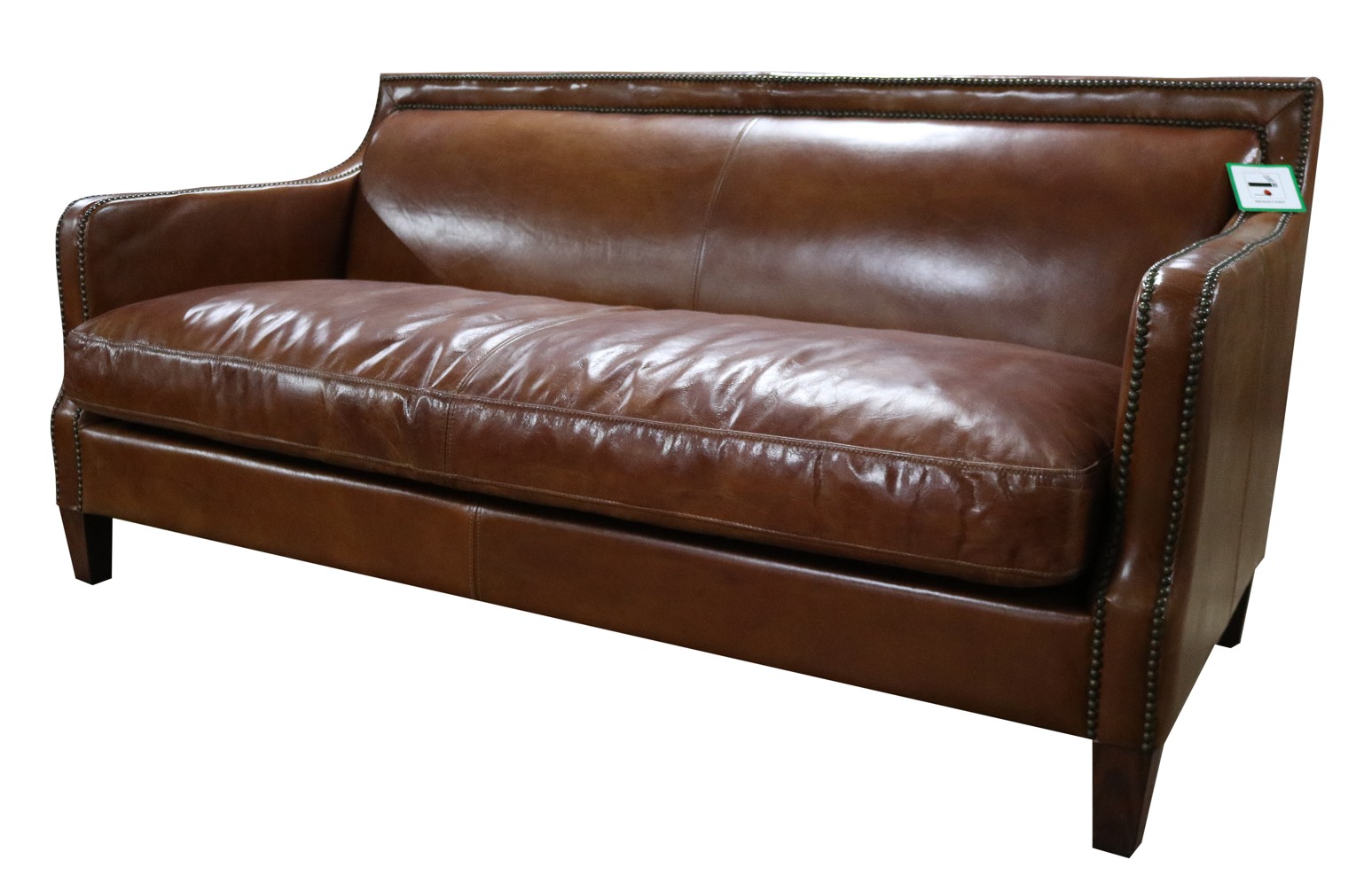 Product photograph of Chichester Vintage 3 Seater Stud Sofa Tan Distressed Real Leather from Chesterfield Sofas.