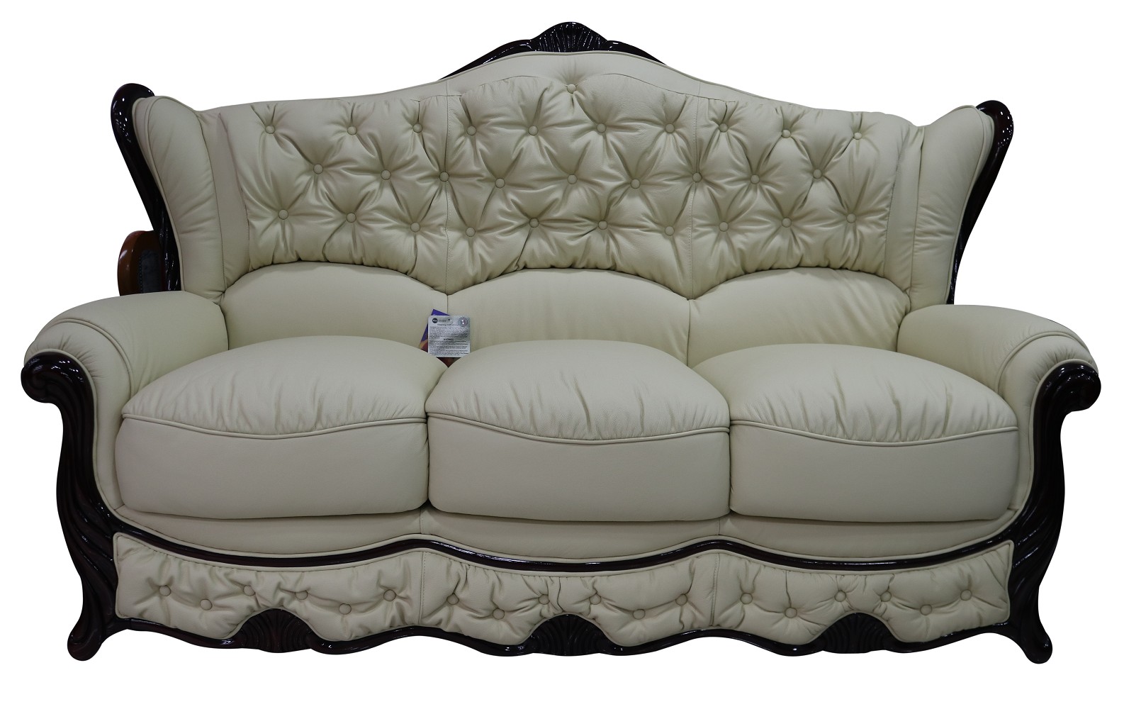Product photograph of Christina Handmade 3 Seater Sofa Settee Genuine Italian Cream Real Leather from Chesterfield Sofas