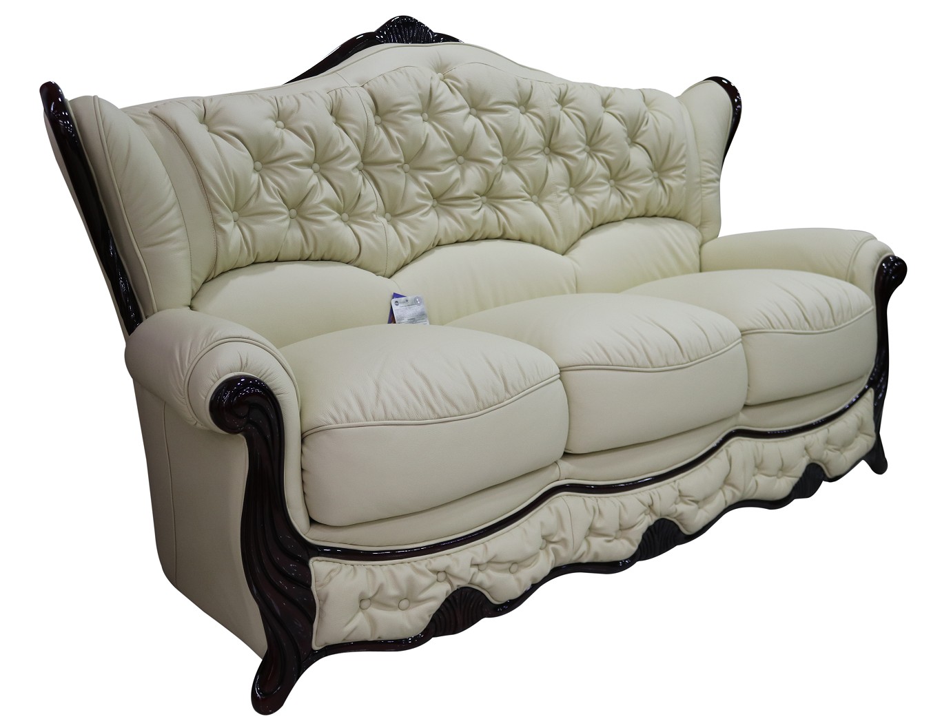 Product photograph of Christina Handmade 3 Seater Sofa Settee Genuine Italian Cream Real Leather from Chesterfield Sofas.