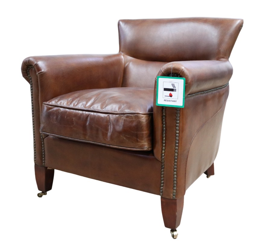 Product photograph of Classic Handmade Armchair Distressed Brown Real Leather from Chesterfield Sofas.