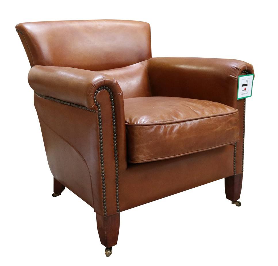 Product photograph of Classic Handmade Armchair Distressed Tan Real Leather from Chesterfield Sofas