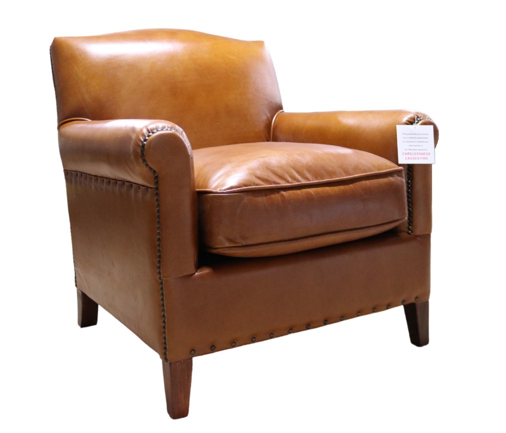 Product photograph of Connor Custom Made Club Chair Vintage Tan Distressed Real Leather from Chesterfield Sofas