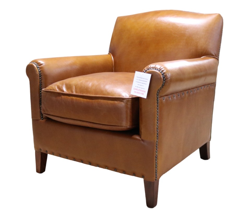 Product photograph of Connor Custom Made Club Chair Vintage Tan Distressed Real Leather from Chesterfield Sofas.