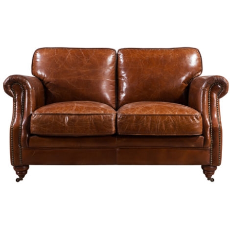 Product photograph of Corby Vintage Retro 2 Seater Distressed Leather Sofa from Chesterfield Sofas