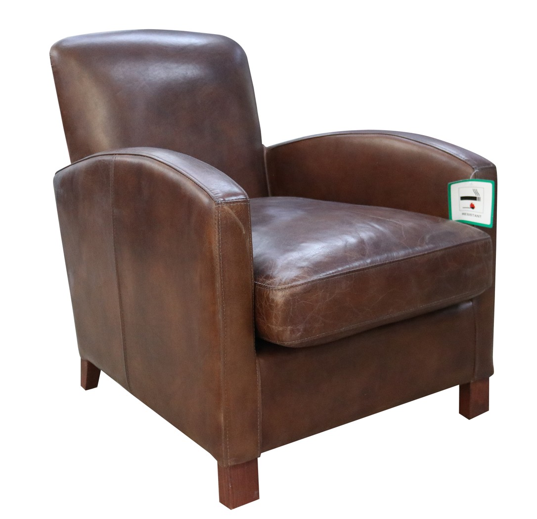 Product photograph of Corey Genuine Vintage Chair Distressed Brown Real Leather from Chesterfield Sofas