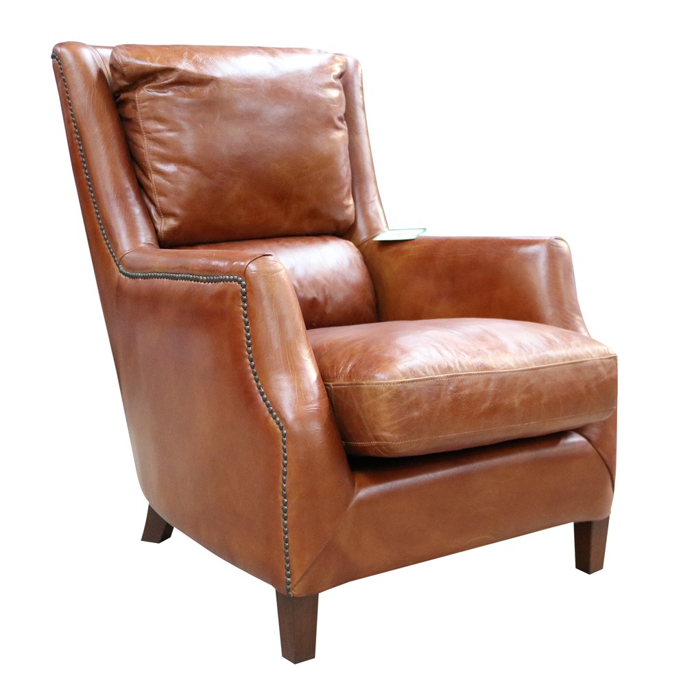 Product photograph of Crofter Genuine High Back Chair Vintage Tan Distressed Real Leather from Chesterfield Sofas