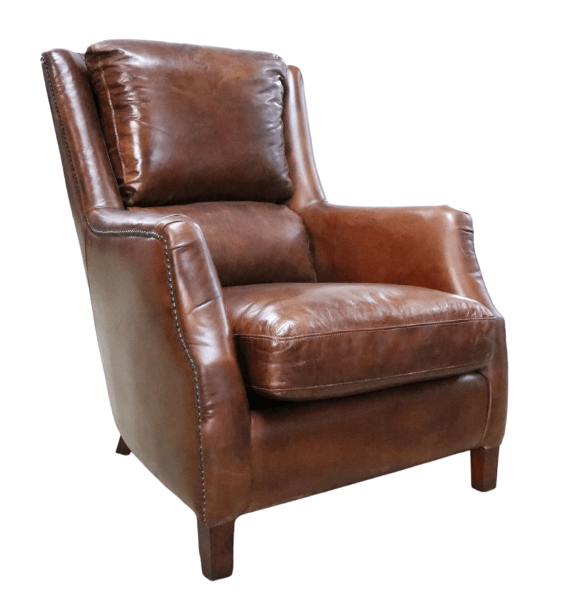 Product photograph of Crofter Handmade High Back Chair Vintage Brown Distressed Real Leather from Chesterfield Sofas