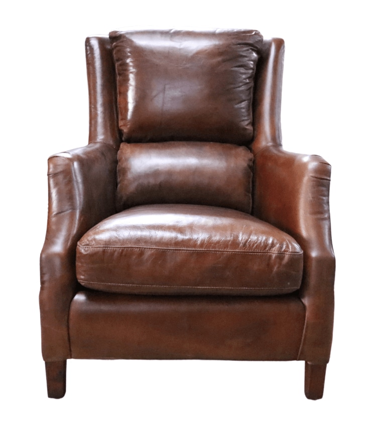 Product photograph of Crofter Handmade High Back Chair Vintage Brown Distressed Real Leather from Chesterfield Sofas.