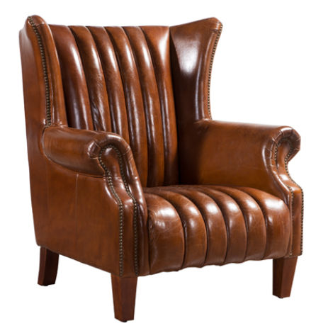 Product photograph of Cuban Cigar Handmade Wingback Chair Vintage Distressed Real Leather from Chesterfield Sofas
