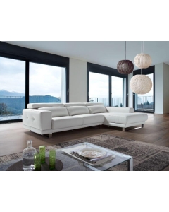 Ambar Handmade Italian Leather Corner Group Infinity Sofa Blanco White