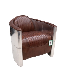Aviator Pilot Chair In Vintage Brown Distressed Real Leather 